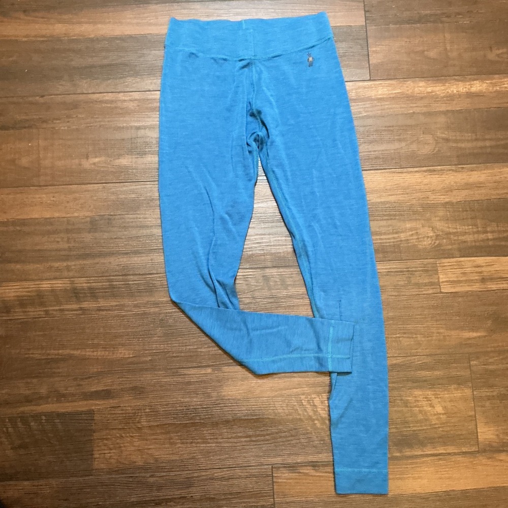 Smartwool Merino Wool Base Layer Leggings Blue Slim Fit Athleisure Size M Hiking